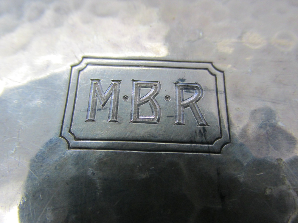 Vintage Tooled Sterling Silver Cigarette Case Monogram MBR 88 grams