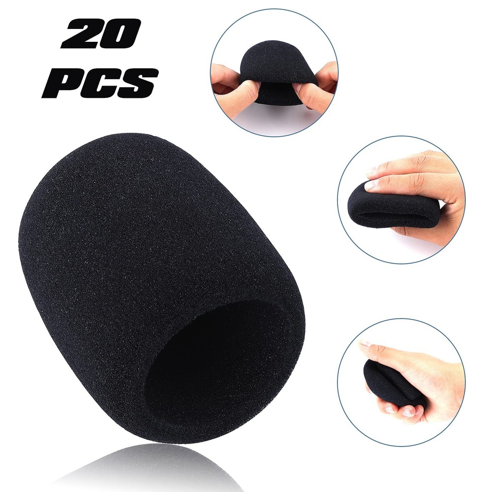 Augshy Microphone Foam Covers, 20 Pack Thick Handheld Stage Cover Dark