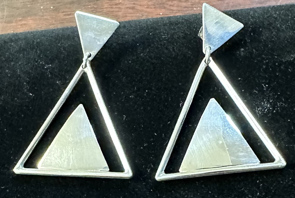 Sterling Silver .925 Mexico TD-69 Triangle Earrings