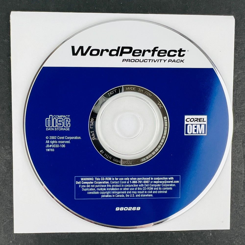 Corel WordPerfect Productivity Pack CD ROM PC Game Windows Software