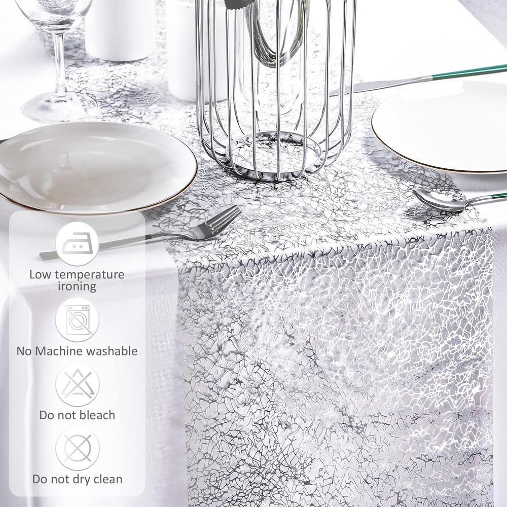 12 Pieces Silver Table Runner 12 x 85 Inch Sequin Glitter Table Runner Roll M...