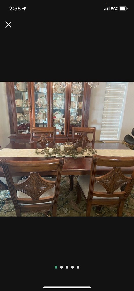 formal dining table set and cabinet