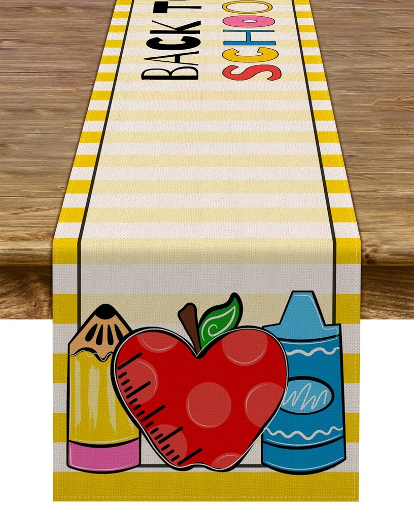Back To Runner, Student Party Decor, Dining Table Decoration, 13x72,Multicolor