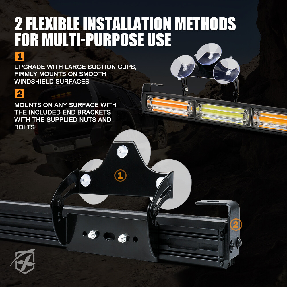Xprite 31" COB LED Strobe Light Bar Interior Windshield Deck Hazard Work Lamp