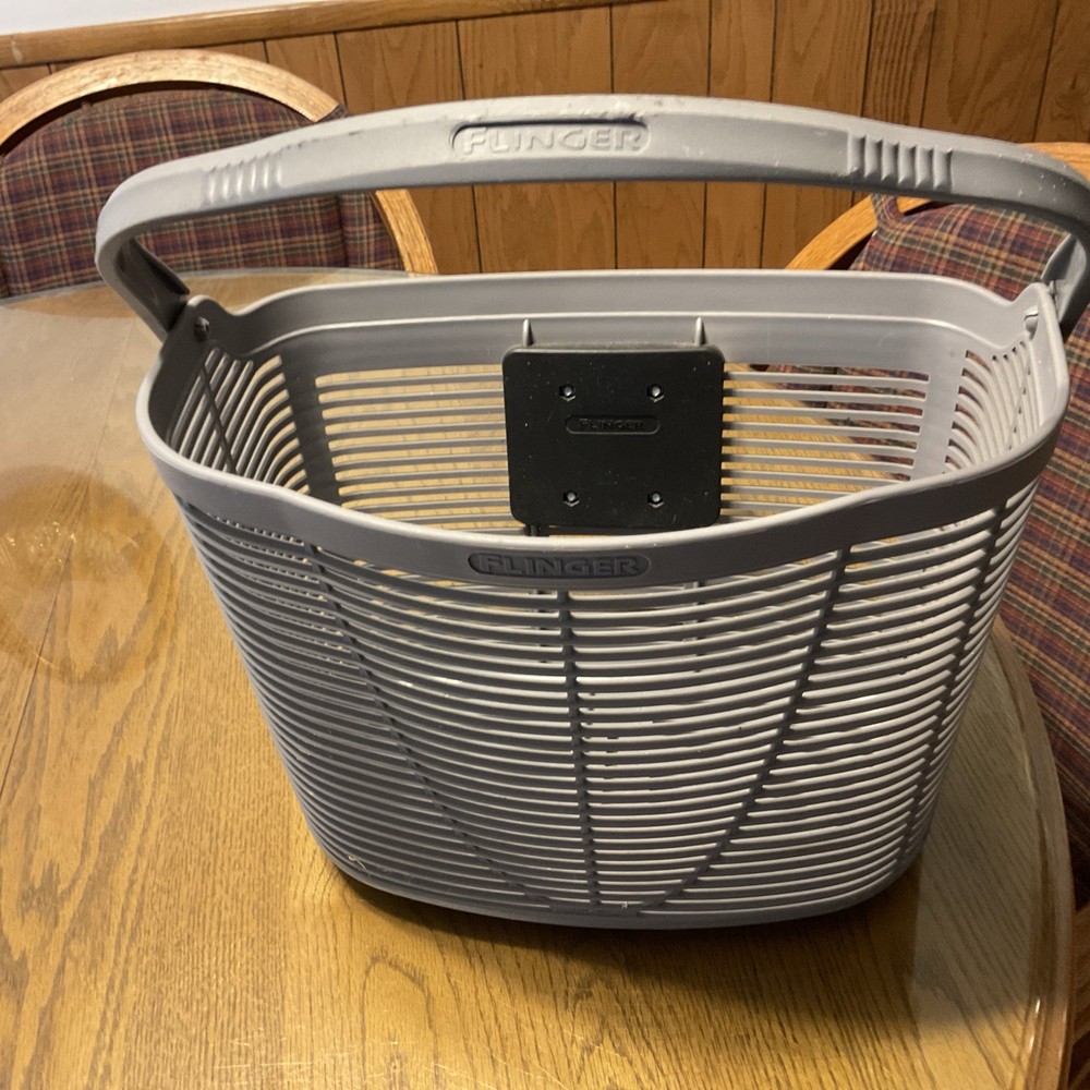 Flinger Grey Bike Basket With quick release adjustable mount system
