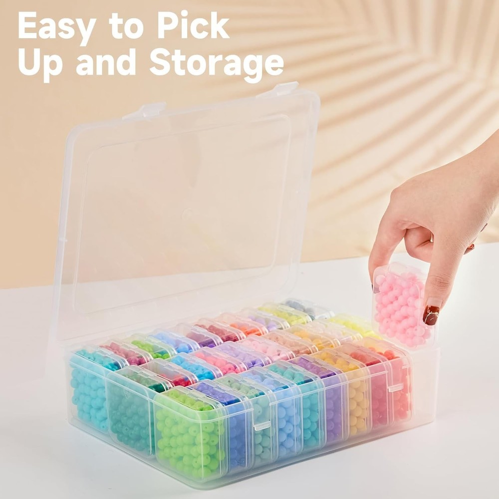 Bead Organizer Box, 31 Pcs Small Clear Plastic Bead Storage Cases, Mini Rectangl