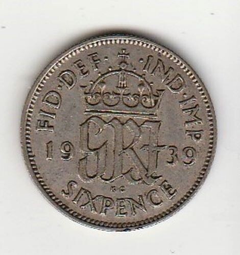 1939 | 6 Pence | Great Britain | Silver .500 | KM# 852 | Ext. Fine