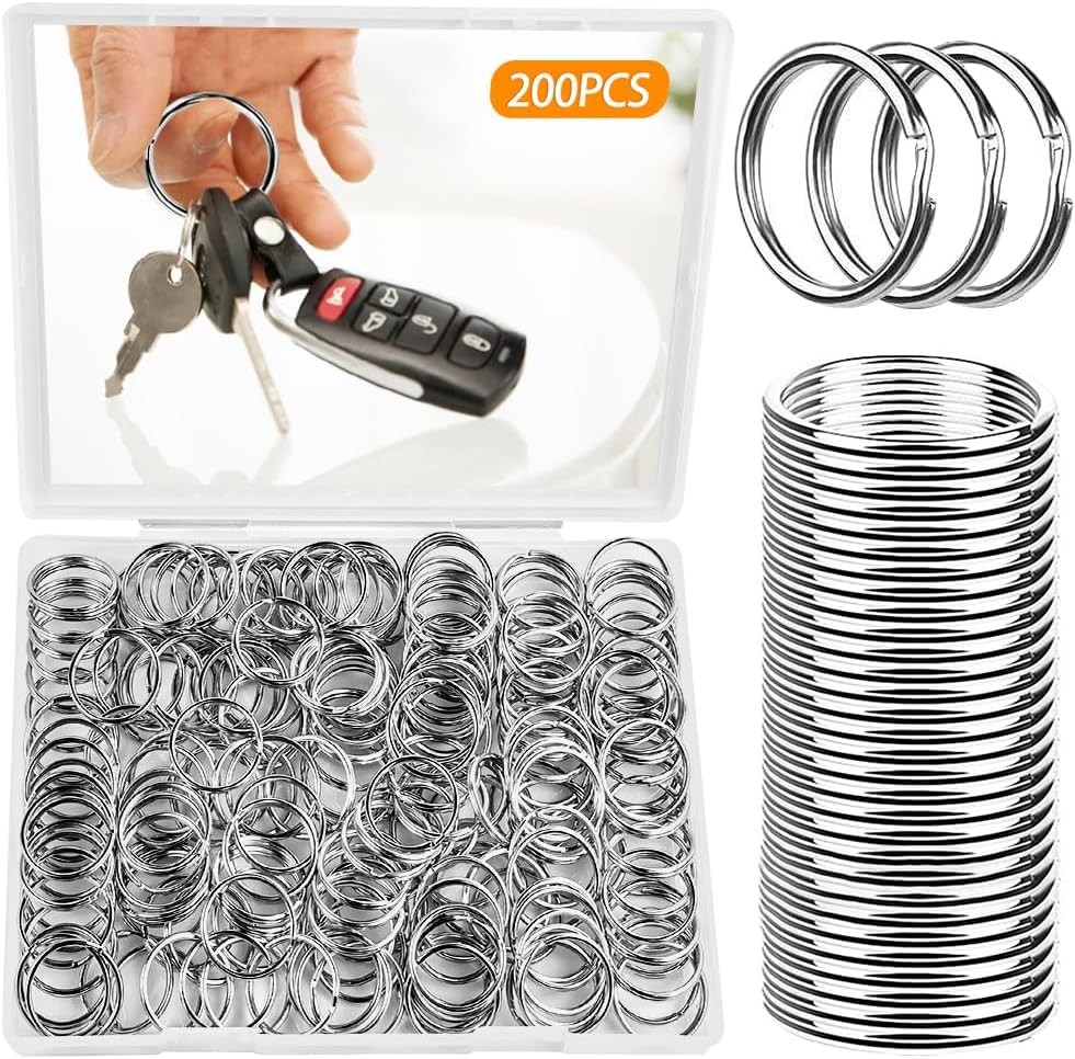 200PCS 25mm Split Key Rings Bulk, for Keychain and Crafts silver