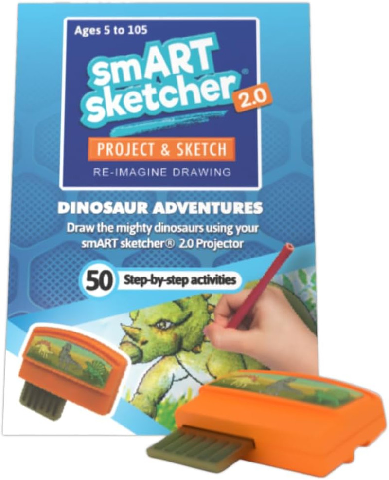 Smart Sketcher 2.0 Dinosaur Adventures Drawing Projector, 50 Step-By-Step