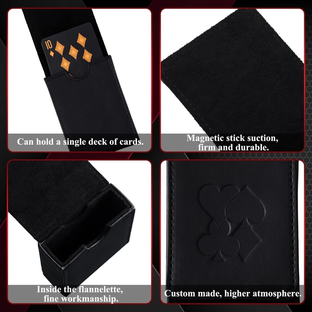 Dingion 2 Pcs Single Deck Leather Playing Card Case Holder Black Playing Card...