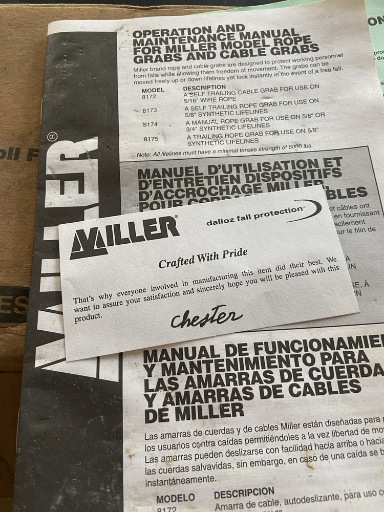 miller rope grab 8174MLS4 4 FT NEW