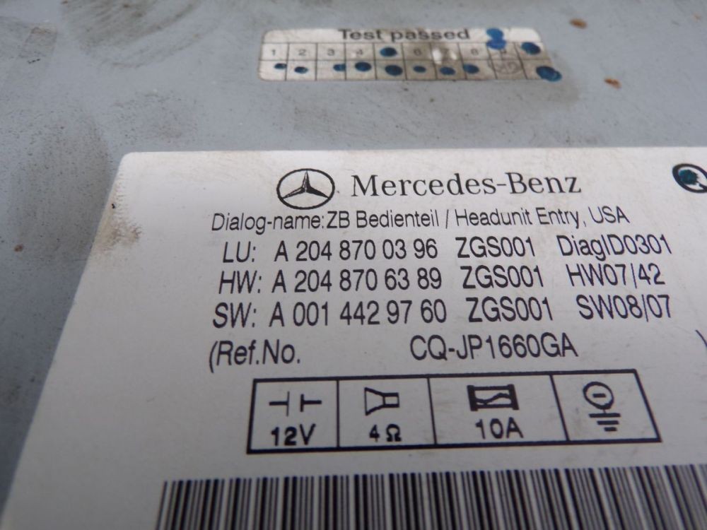 Radio/Cd-Changer (Code Not Available) Fits for Mercedes-Benz