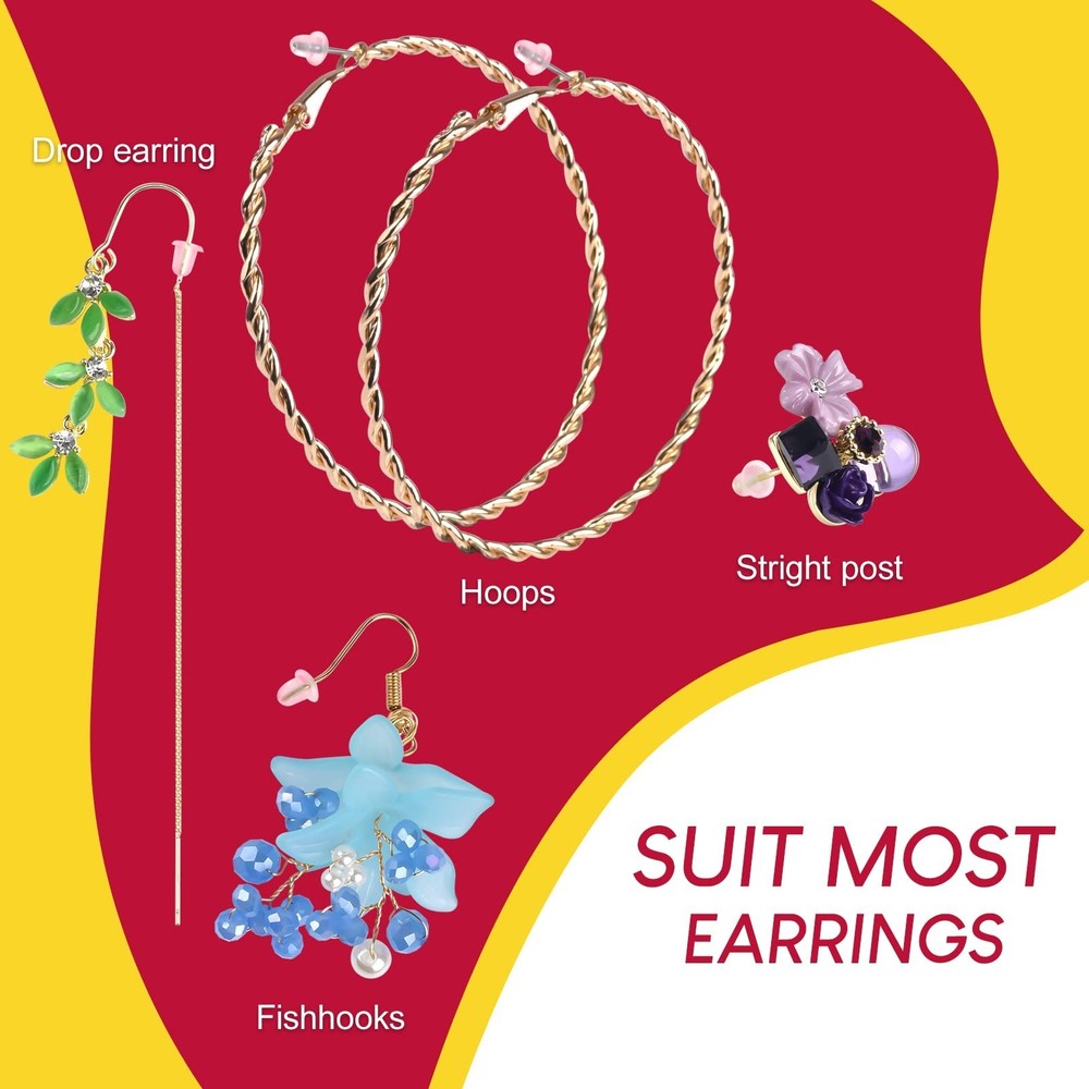 600PCS 6 Sizes Earring Backs Rubber, ARRITZ Soft Silicone Earring Backs Repla...