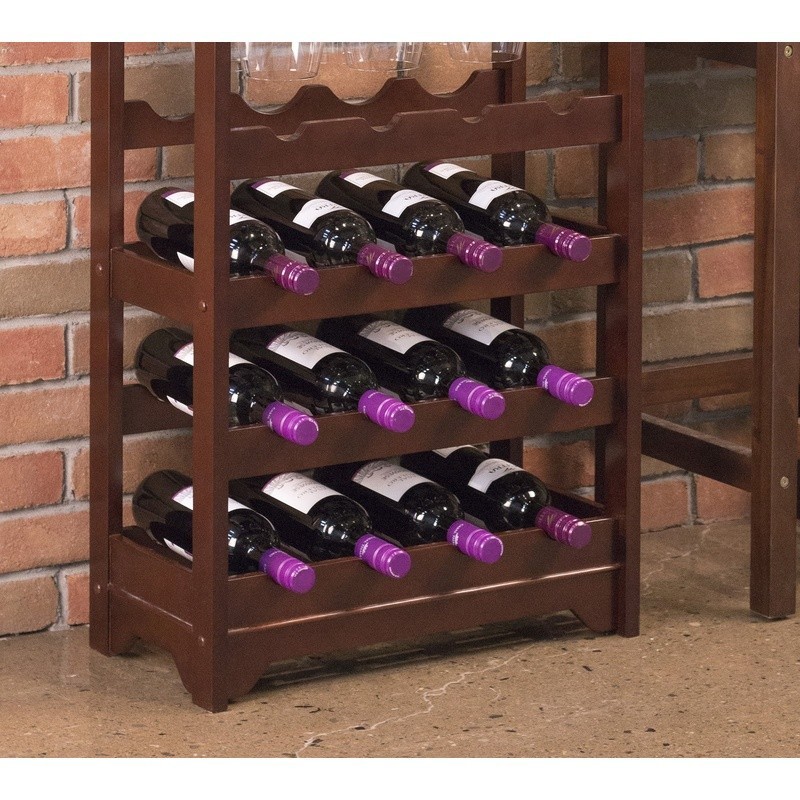 39.75" Brown Tall Rectangular Compact 16-Bottle Wine Rack Freestanding