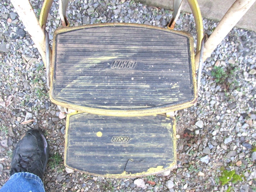 Cosco Kitchen Step Stool Ladder with fold out Steps Yellow 1950s