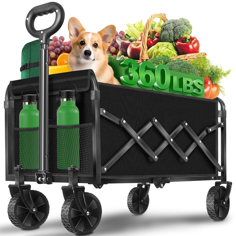 Collapsible Wagons Carts Foldable Wagon, Foldable Wagon Cart with Wheels, Fol...