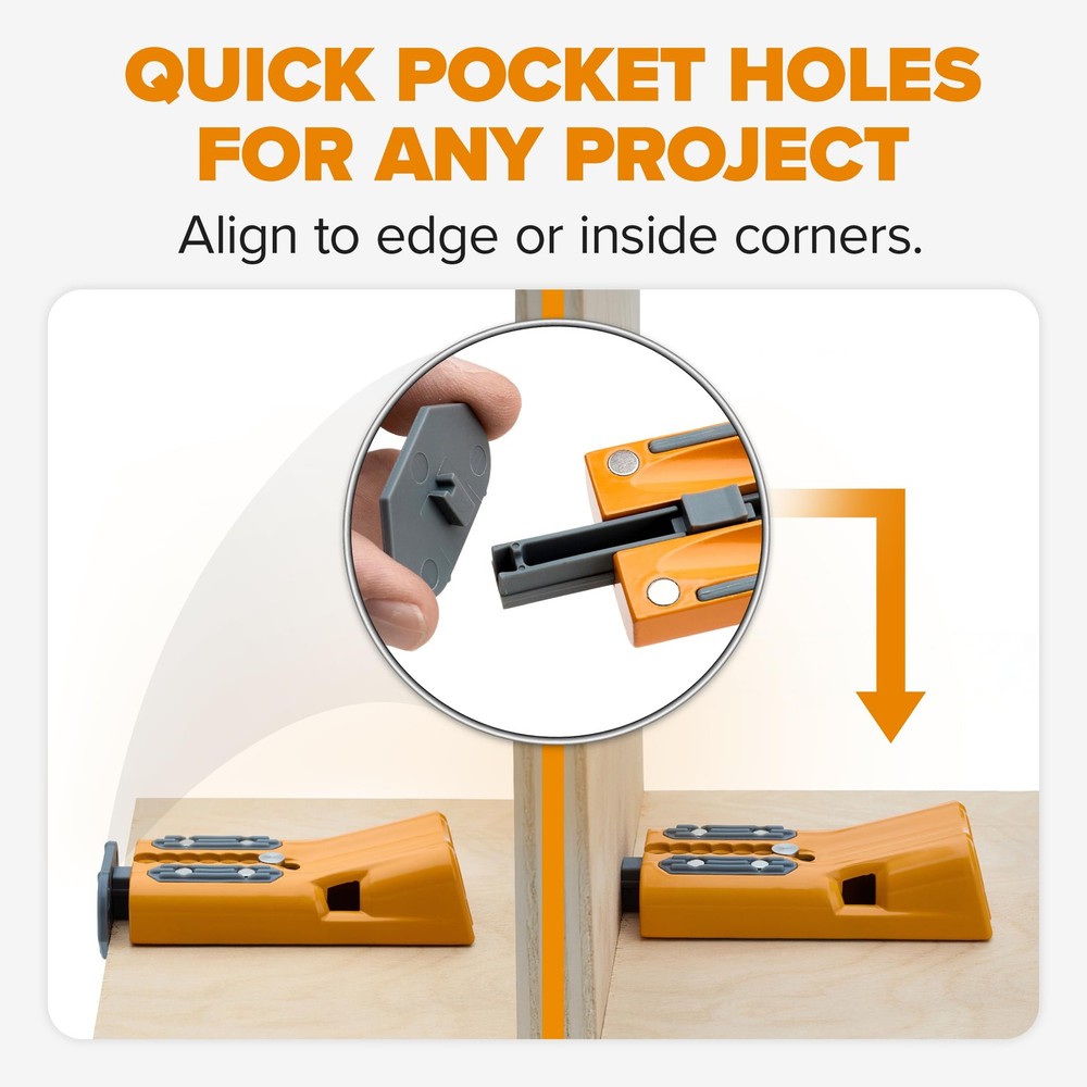Pro Compact Pocket Hole Jig, Auto Adjusting Drill Guide, Durable Pocket Hole ...
