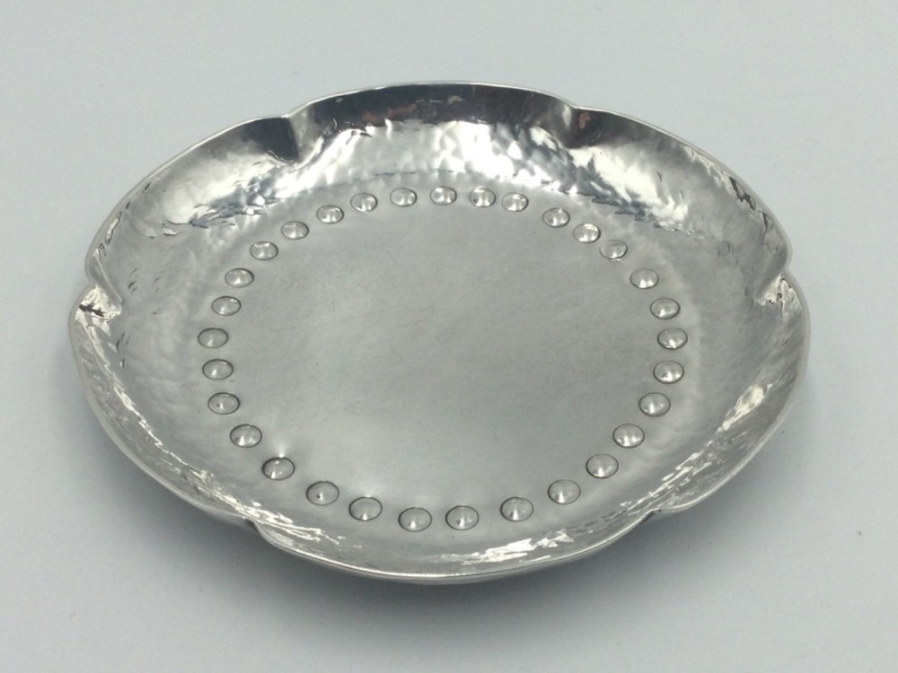 ARTS & CRAFTS STERLING SILVER DISH, CHESTER 1945