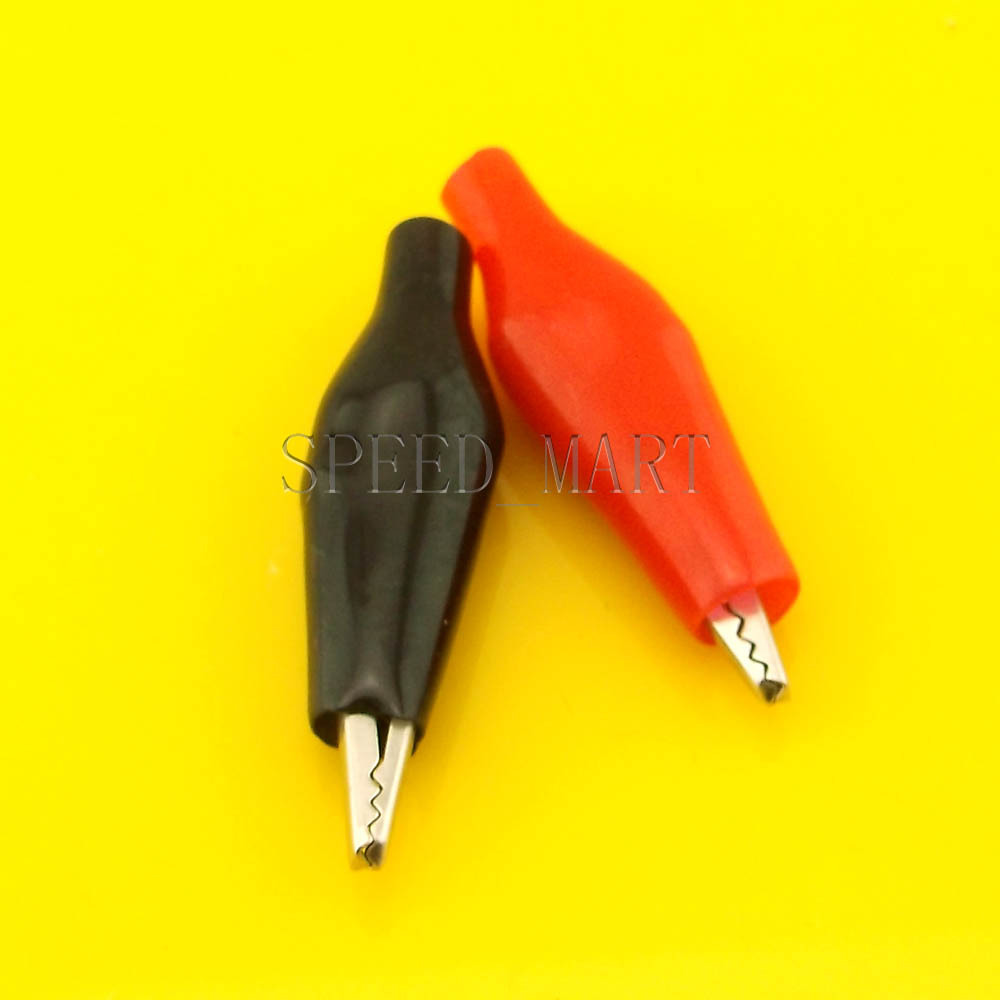 Battery Clamp Test Probe Electrical Alligator Clip Boot 45mm Black & Red