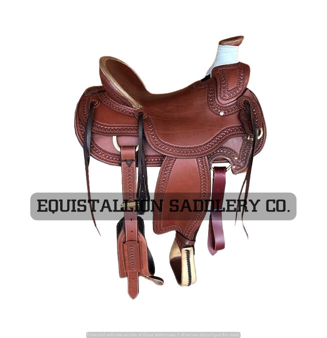 Wade Tree A Fork Premium Western Leather Roping Ranch Work horse Saddle e1