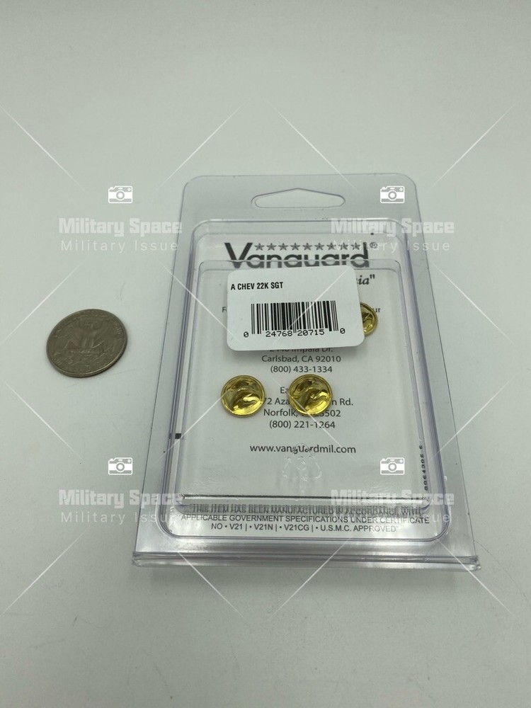 GENUINE U.S. ARMY CHEVRON: SERGEANT - 22K GOLD PLATED