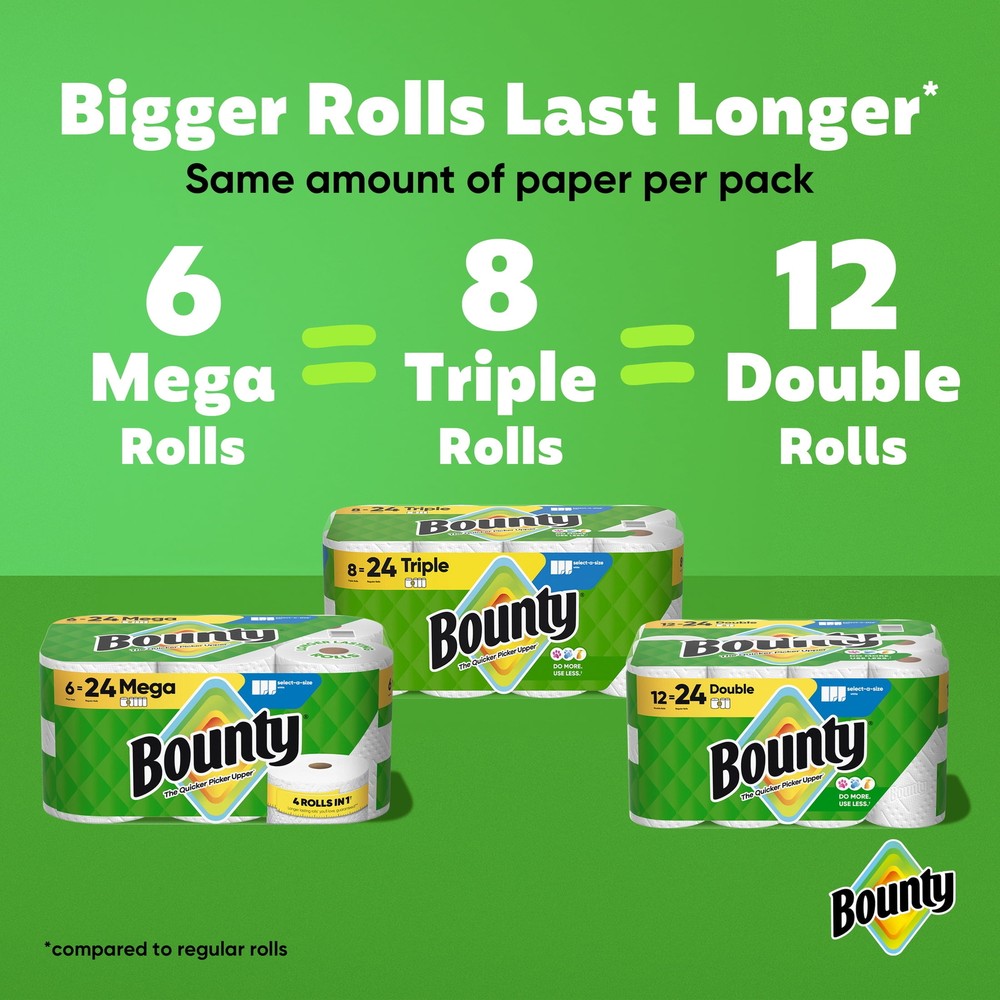 Paper Towels Select-A-Size White, 6 Mega Rolls, 164 Sheets Per Roll