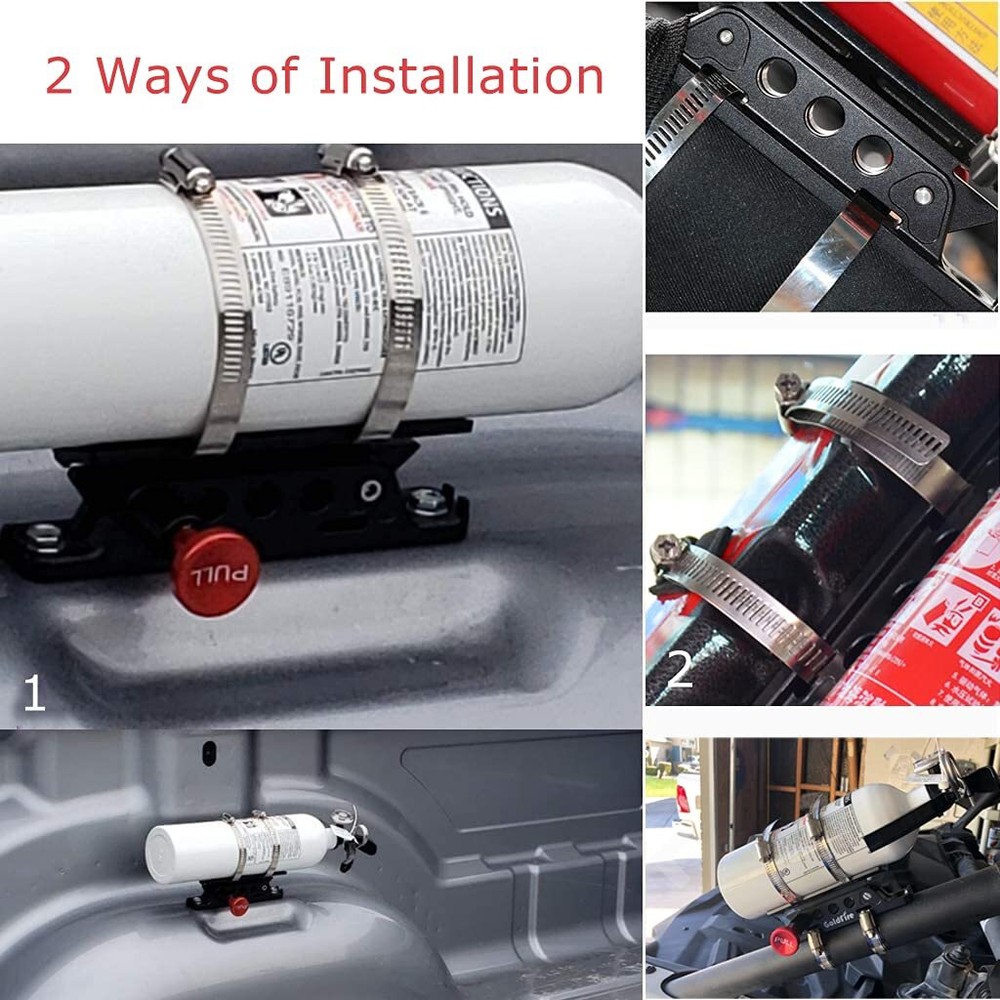 Quick Release Aluminum Fire Extinguisher Holder Mount Bracket - Black