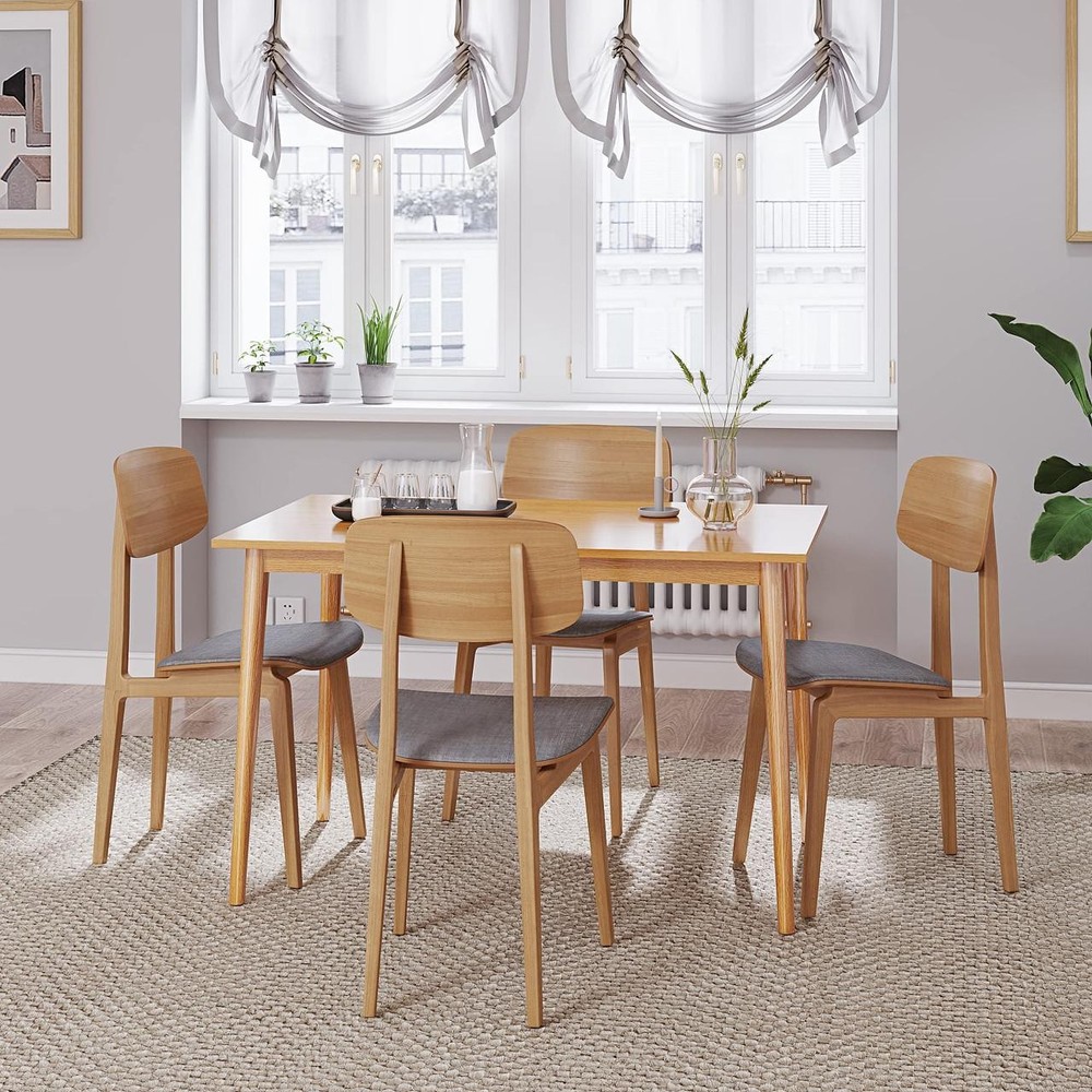 Panana Modern Dining Table 47 Inch Kitchen Table with Solid Wood Leg Oak