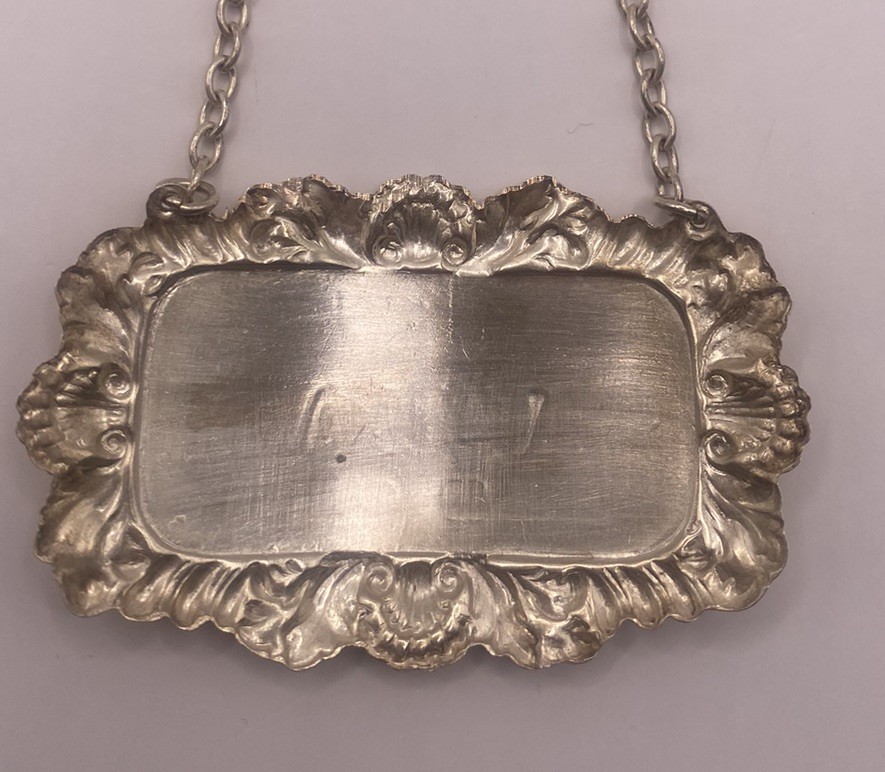 Hallmarked Solid Silver vodka Decanter Label