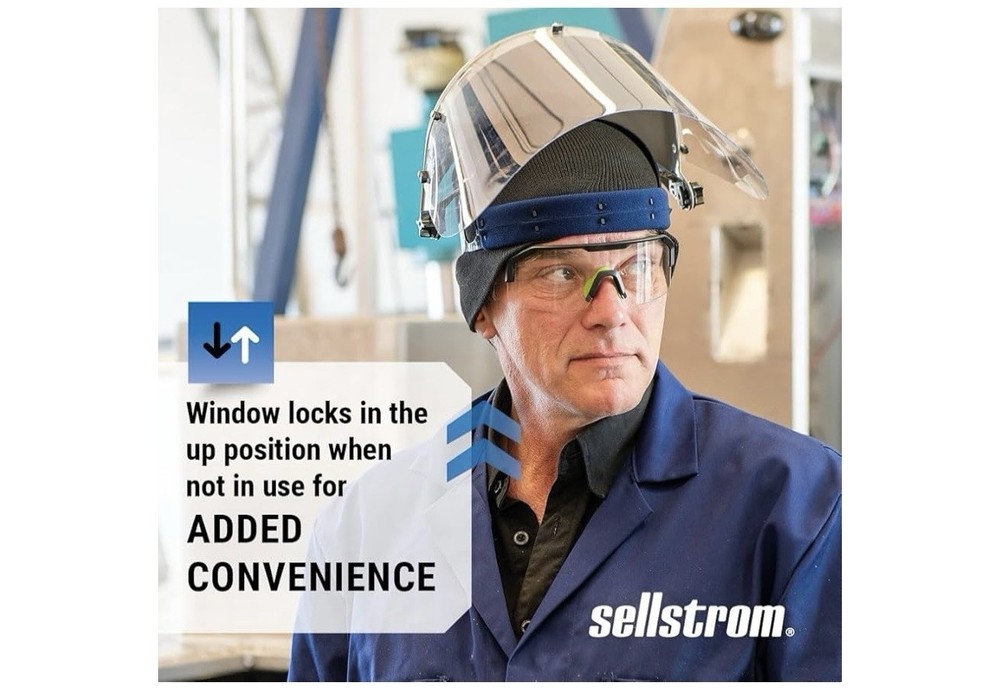 This ANSI Z87.1 certified face shield offers full coverage