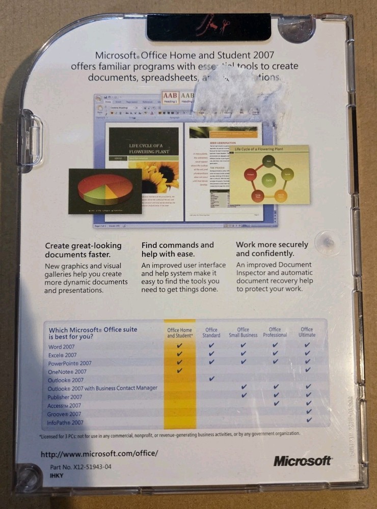 NEW SEALED Microsoft Office Home and Student 2007