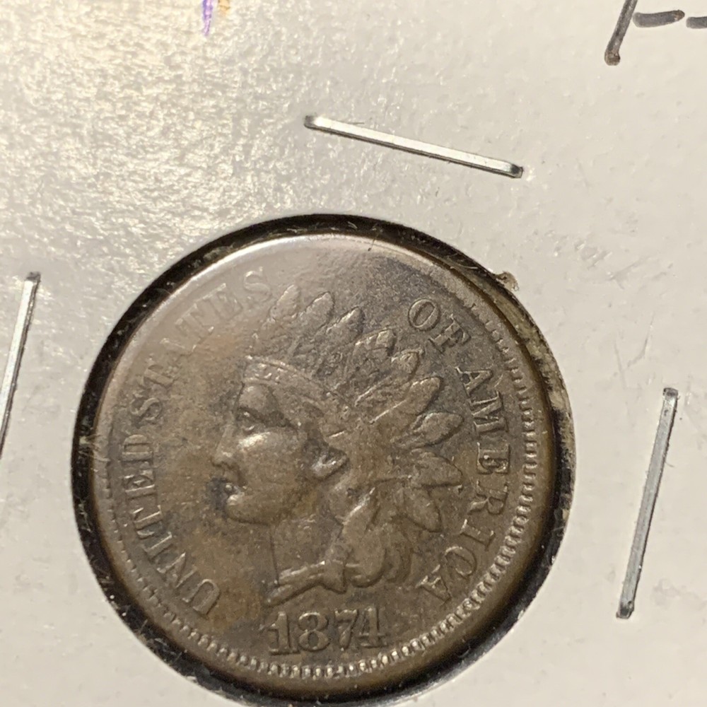 1874 INDIAN HEAD CENT ~ VF Details!