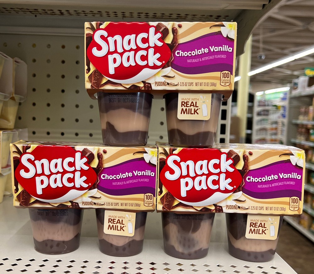 Snack Pack Chocolate Vanilla Pudding Cups, 4 Count, Set 3 Pack