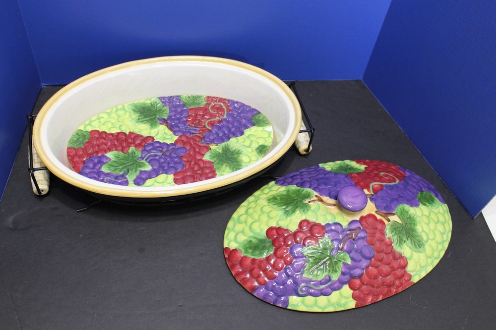 Temp-tations Presentable Ovenware By Tara Fruit Basket Pattern 4 Piece Set