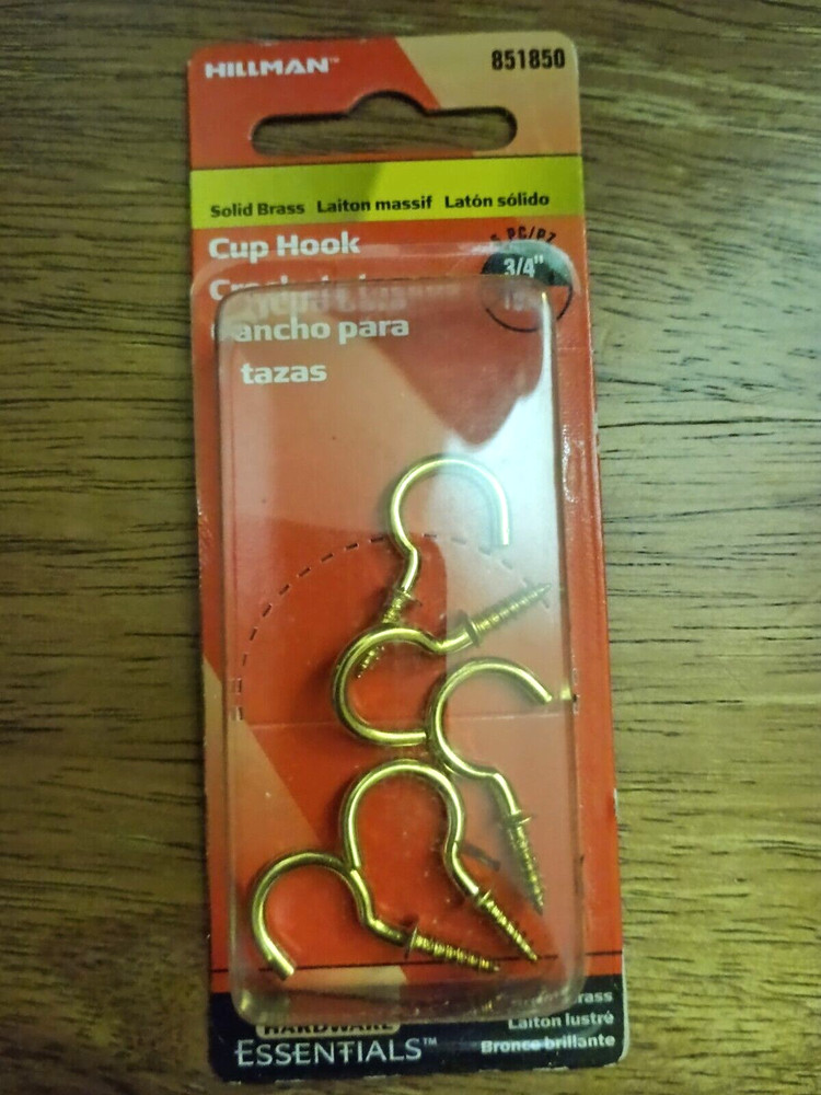 (6 Packs Of 5) Hardware Essentials 851850 3/4" SOLID BRASS CUP HOOK (30 Total)