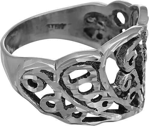 Sterling Silver Diamond Cut Filigree Heart Ring
