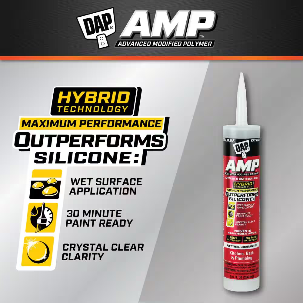 AMP Advanced Modified Polymer 9 Oz. Crystal Clear Kitchen and Bathroom Sealant