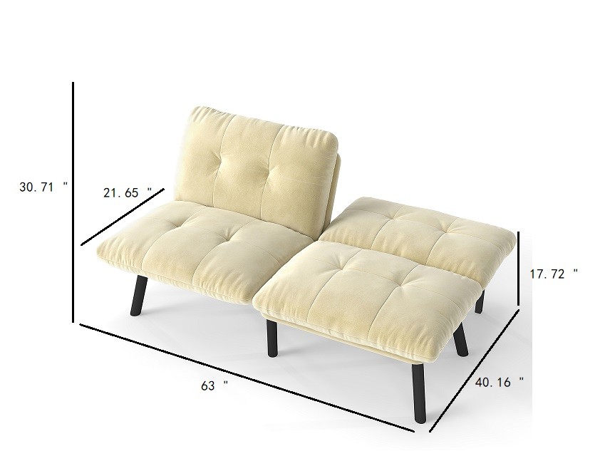 Cream Convertible Folding Modern sofa Bed