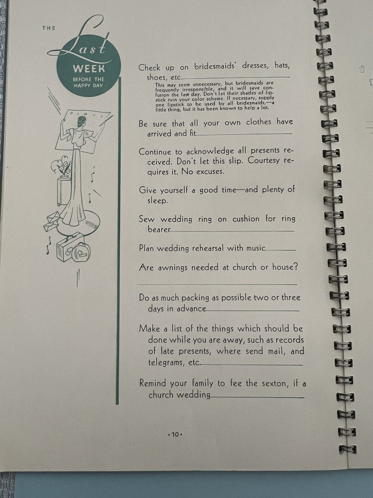 How To Plan Your Wedding Notebook Towle Mfg.Co. Copywrite 1936