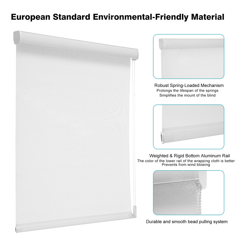 CUSTOM CUT Roller Shades Waterproof Light Filtering Blind Corded Window Blinds