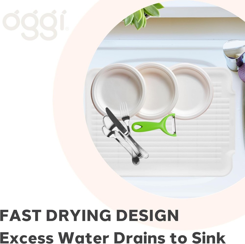 Dish Drain Board & Drying Rack Tray for Kitchen - Ideal Rigid Drainboard, Dish D