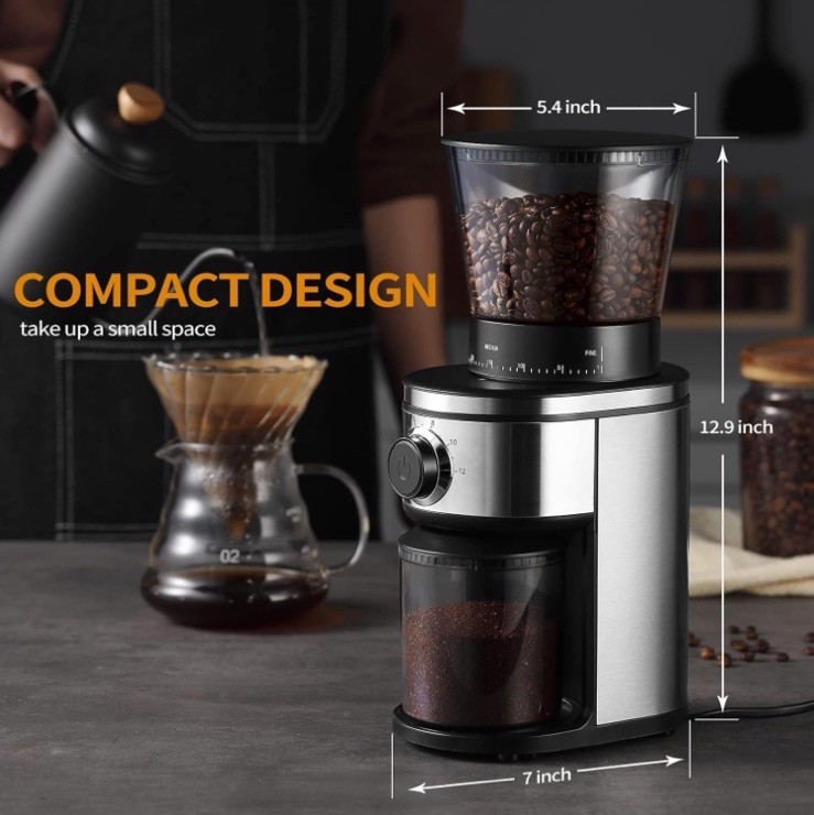 Burr Coffee Grinder, Electric Conical Coffee Bean Grinder With 30 Adjustable