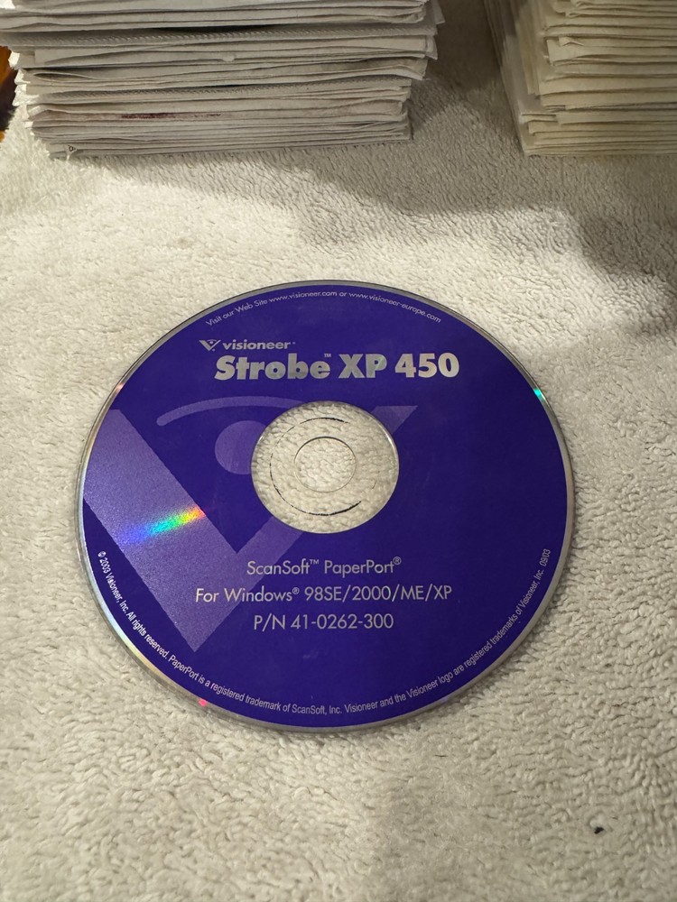 Visioneer Strobe XP 450 Installation Software CD Scansoft Paperport Windows