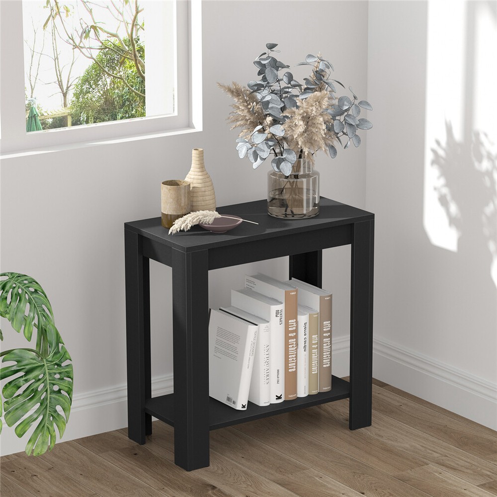 Black Thicken Wood Side Table Bedside Sofa End Table Living Room Display Table