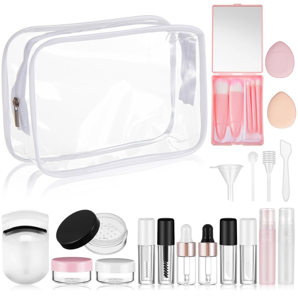 20 Pack Travel Makeup Containers Set Mini Makeup Brush Empty Bottles Kit with...
