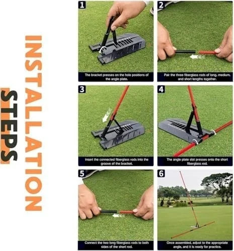 Pro Golf Alignment Sticks Holder - Golf Training Aid for Swing Plane & Path Red.
