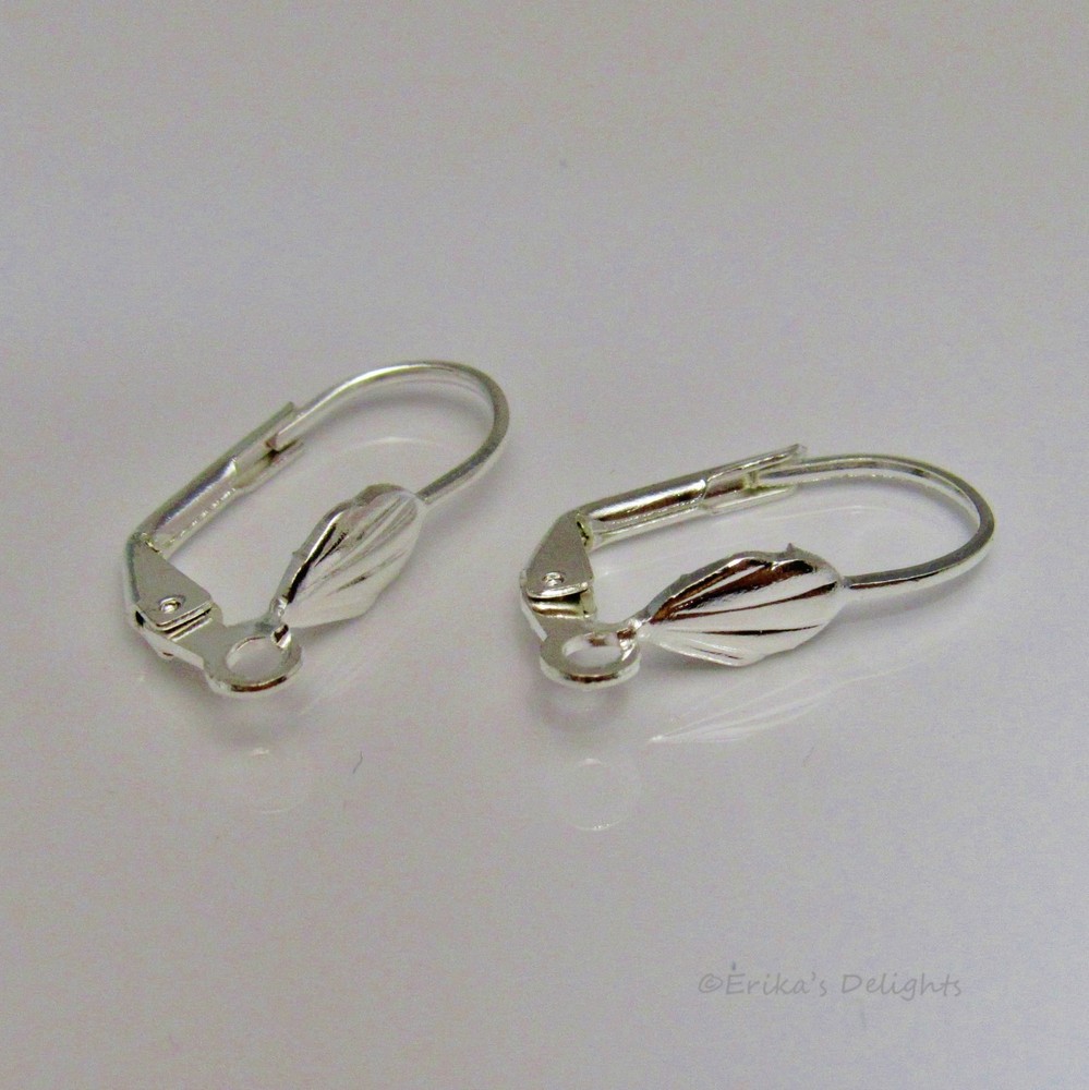 Silver Plated Shell Design Leverbacks 19x10mm (4 Pairs)