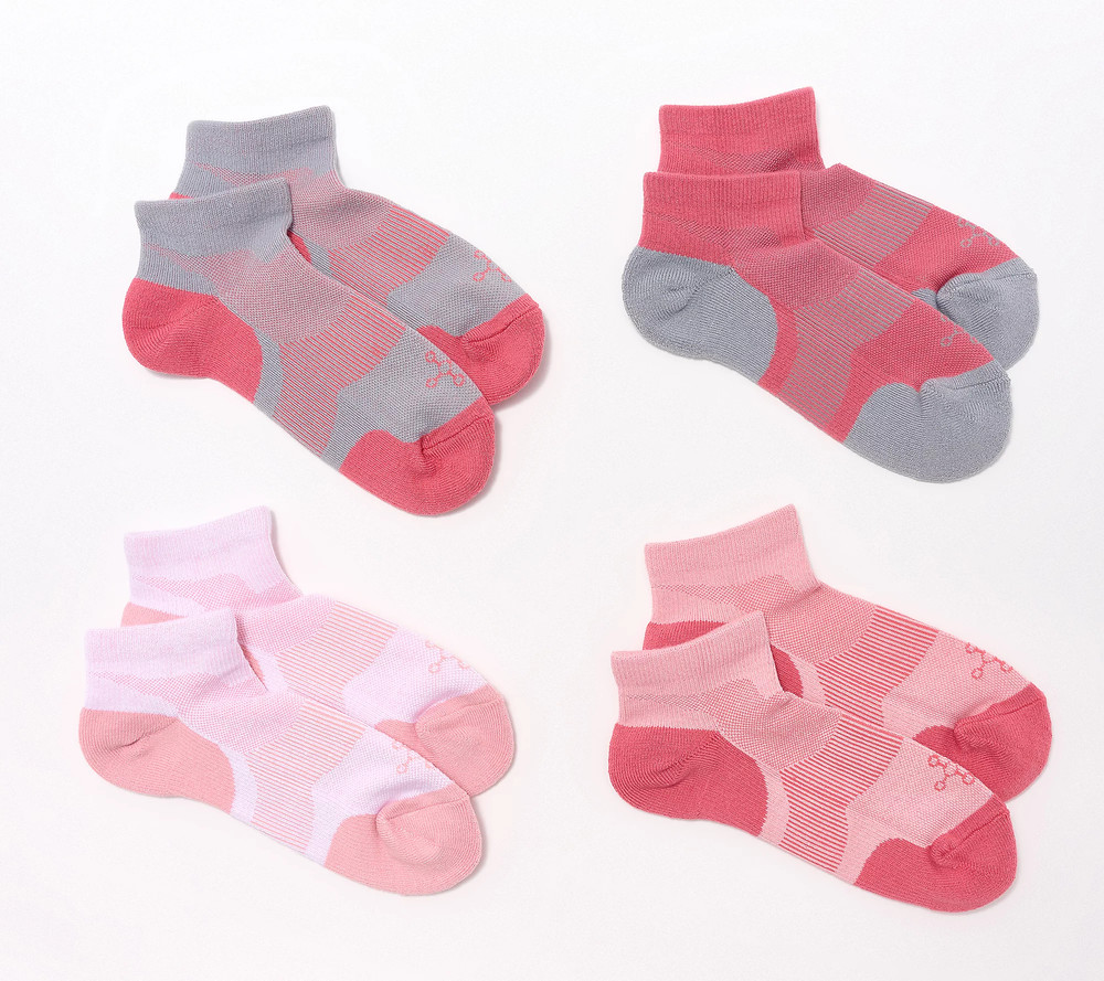 Tommie Copper 4 Pack Ankle Compression Socks Pink - Medium
