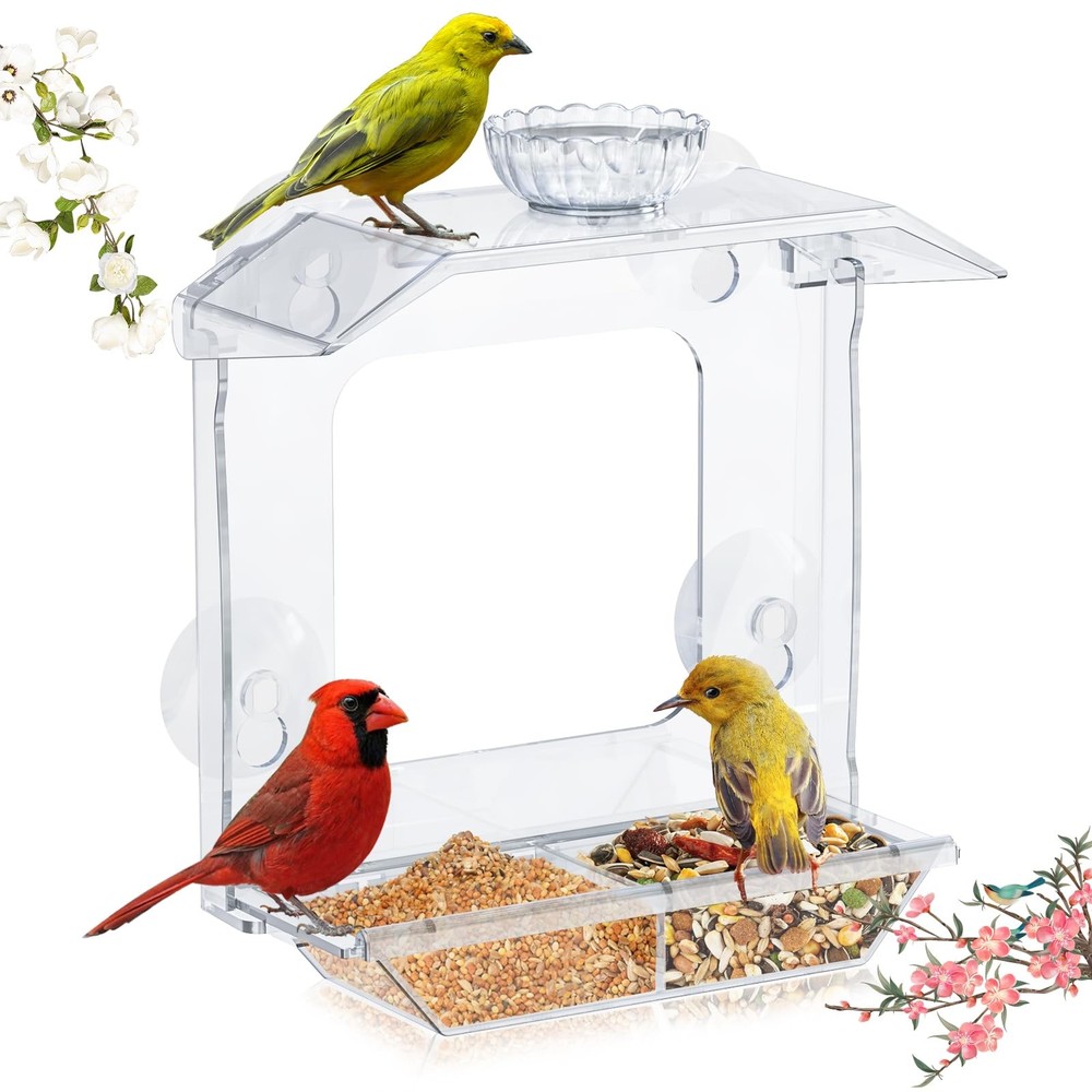 SVEDVK Clear Window Bird Feeder with Strong Suction Cups –