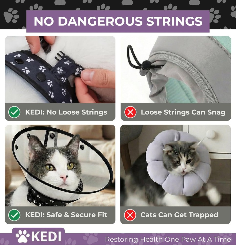 Cat Recovery Cone Collar - Escape-Proof E-Collar to Prevent Licking Medium